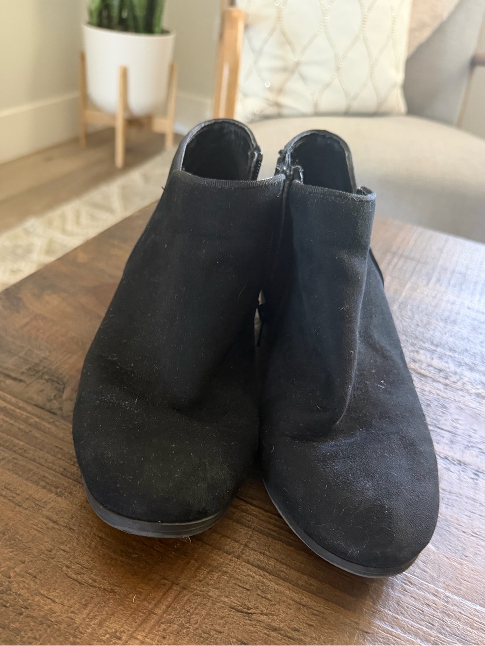 Everyday Black Suede-Look Ankle Booties